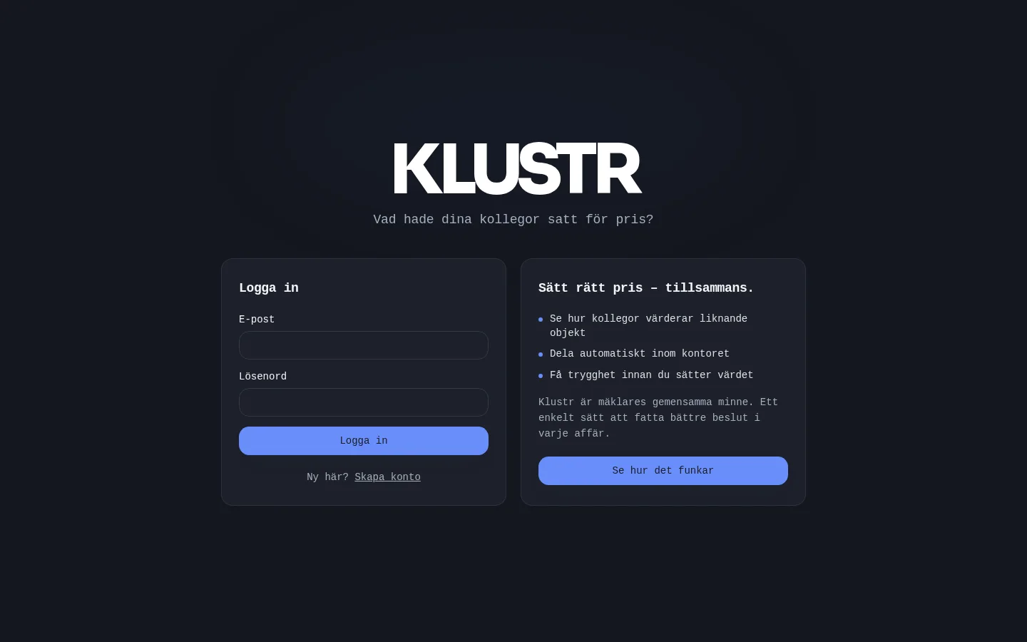 Klustr på desktop